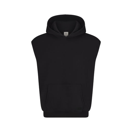 FLEECE LOUNGE MENS SLEEVELESS HOODIE | WASHED ONYX