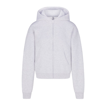 COTTON FLEECE CLASSIC ZIP UP HOODIE | LIGHT HEATHER GREY