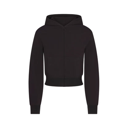 COTTON JERSEY ZIP UP HOODIE | SOOT