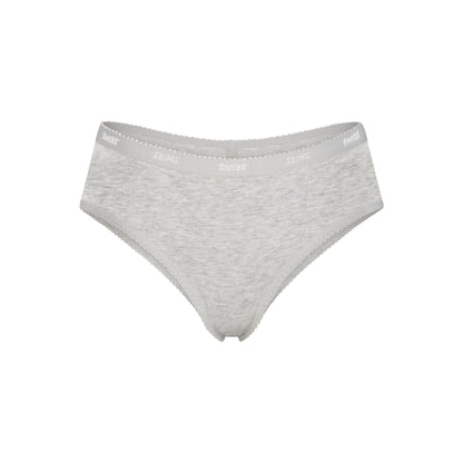 LIGHTWEIGHT COTTON LOGO PICOT HIPSTER | LIGHT HEATHER GREY