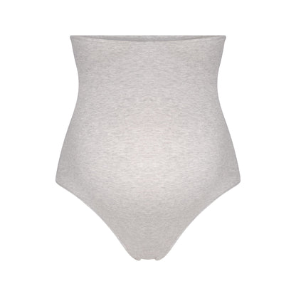 COTTON JERSEY MATERNITY HIGH-WAISTED THONG | LIGHT HEATHER GREY