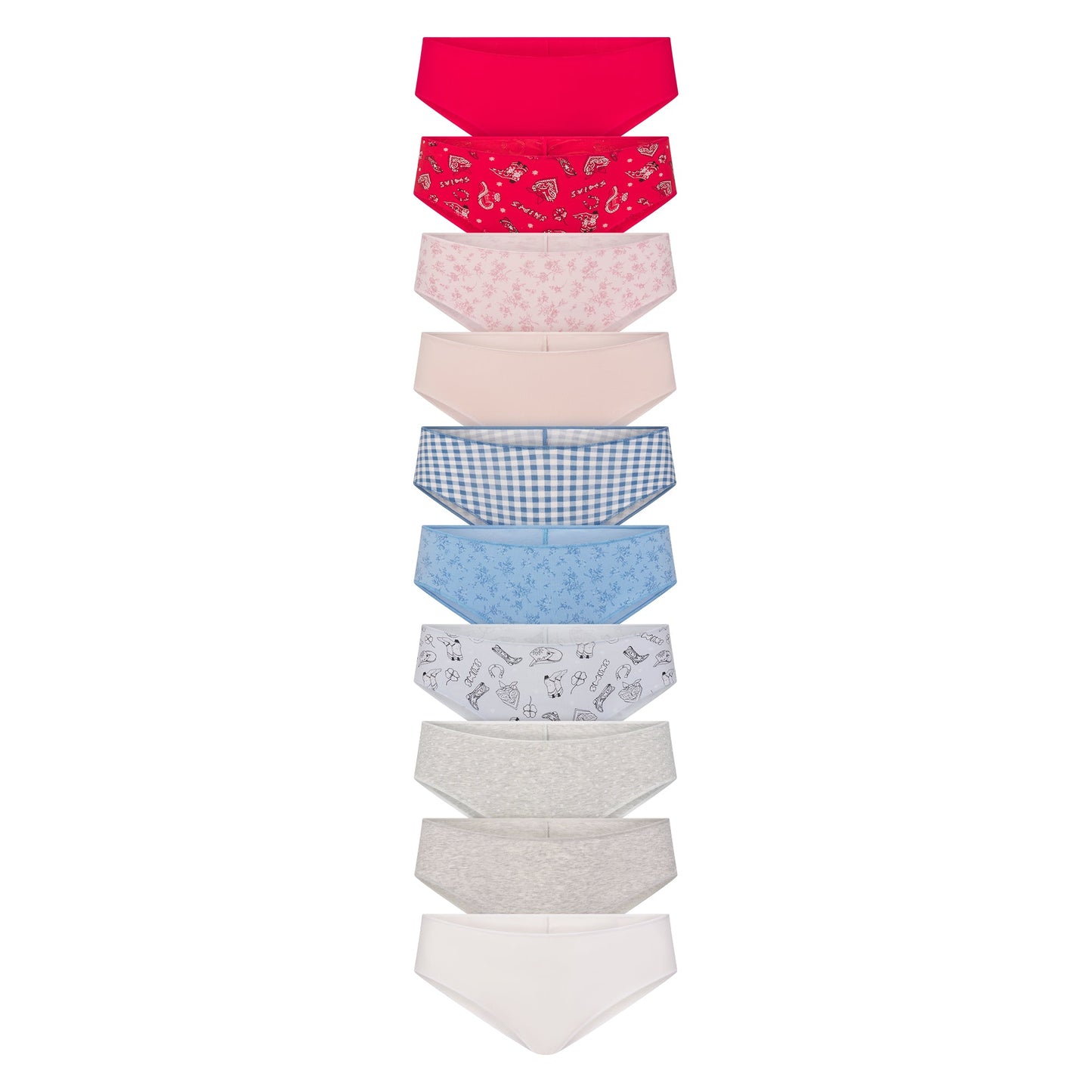 LIGHTWEIGHT COTTON RUCHED BACK HIPSTER 10-PACK | DAINTY FLORAL MULTI
