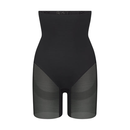 POWER MESH SHAPEWEAR CORE SCULPT HIGH-WAISTED MID THIGH SHORT | ONYX
