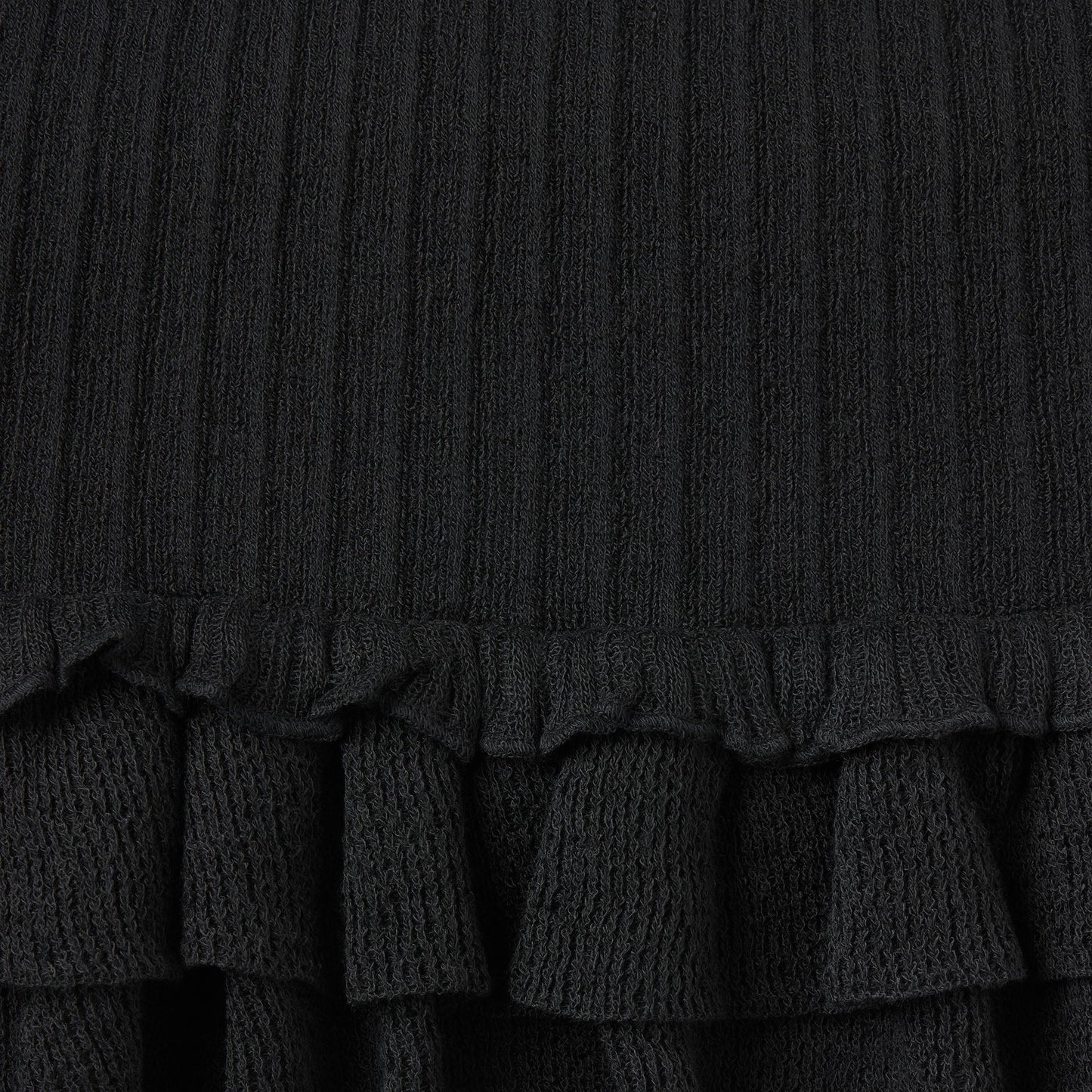 SHEER KNIT RUFFLE DRESS | ONYX