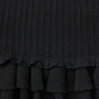 SHEER KNIT RUFFLE MINI SKIRT | ONYX