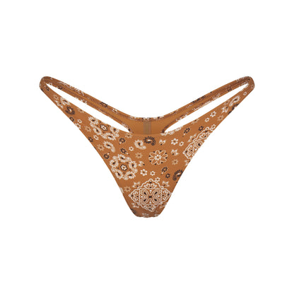 SIGNATURE SWIM THONG BIKINI BOTTOM | ALMOND BANDANA