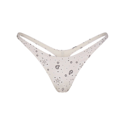 SIGNATURE SWIM THONG BIKINI BOTTOM | ECRU BANDANA PRINT
