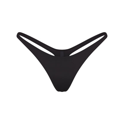 SIGNATURE SWIM THONG BIKINI BOTTOM | ONYX