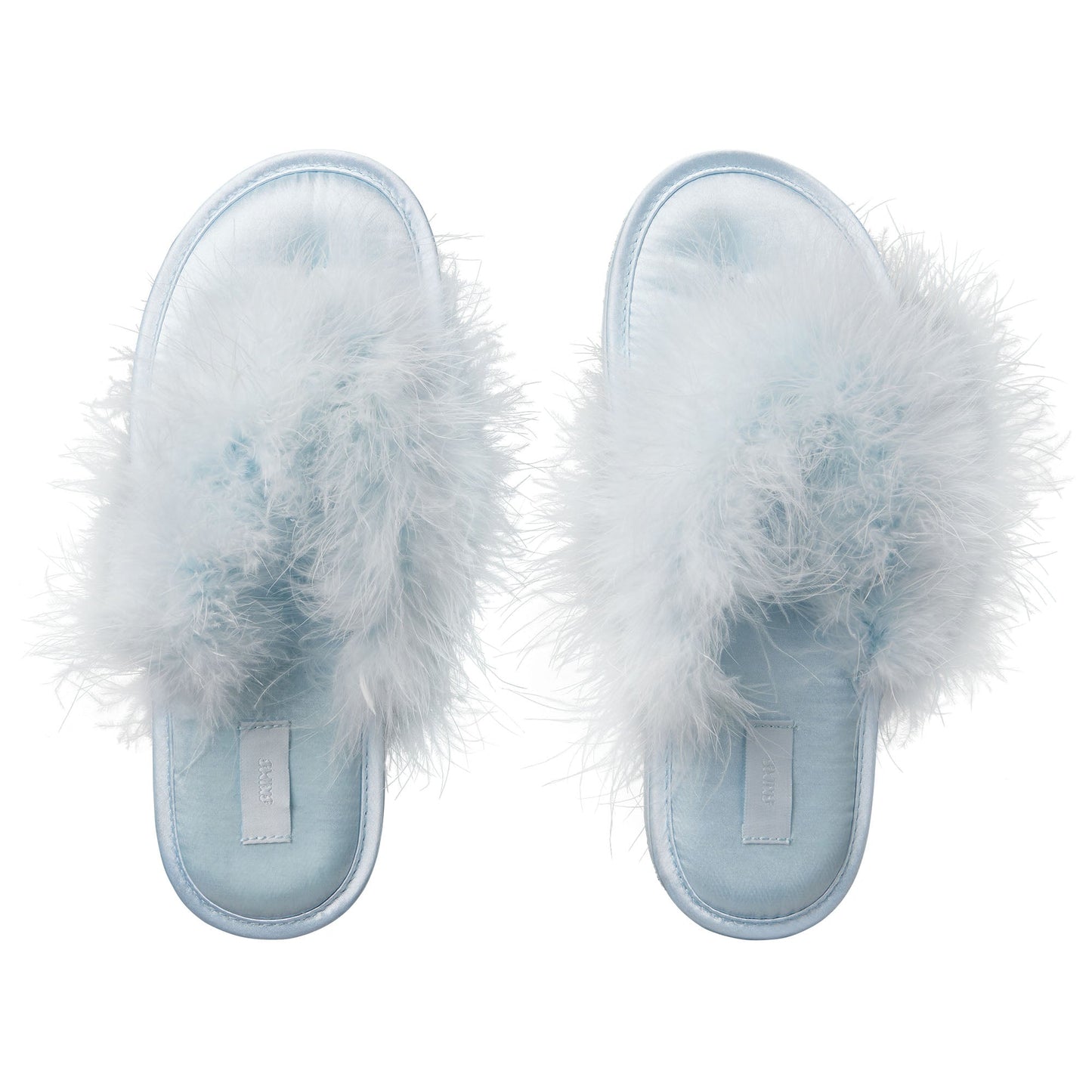 FAUX FEATHER SLIPPER | BABY BLUE