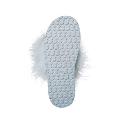FAUX FEATHER SLIPPER | BABY BLUE