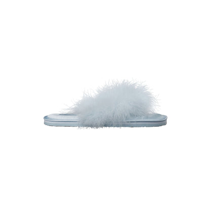 FAUX FEATHER SLIPPER | BABY BLUE