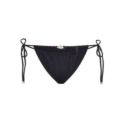 ICONIC SWIM HARDWARE TIE SIDE BIKINI BOTTOM | OBSIDIAN