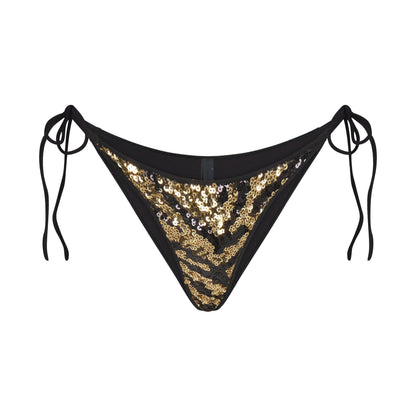 ICONIC SWIM SEQUIN BIKINI BOTTOM | BISCOTTI SEQUINED ZEBRA