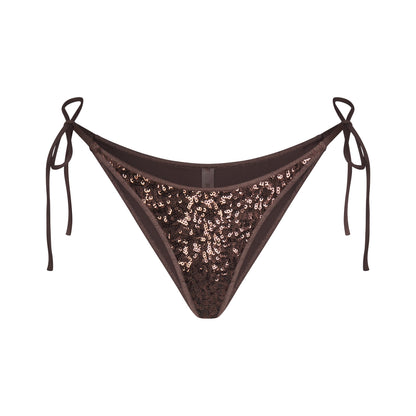 ICONIC SWIM SEQUIN BIKINI BOTTOM | ESPRESSO
