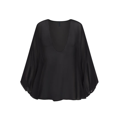SWIM COVER-UPS SHEER MINI KAFTAN | OBSIDIAN