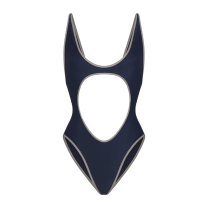 SIGNATURE SWIM CUT OUT ONE PIECE | NAVY CONTRAST
