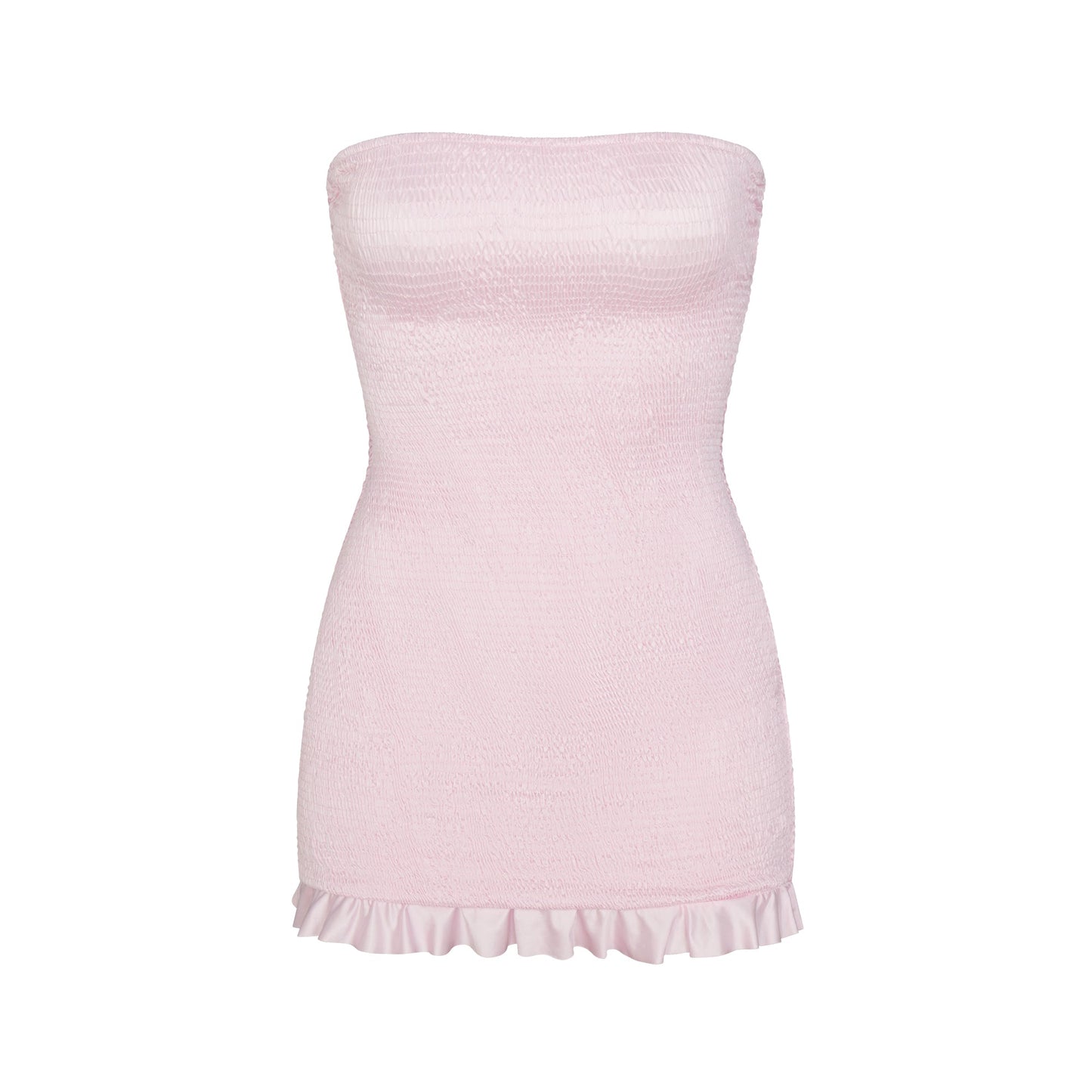 SATIN SWIM SMOCKED MINI DRESS | CHERRY BLOSSOM