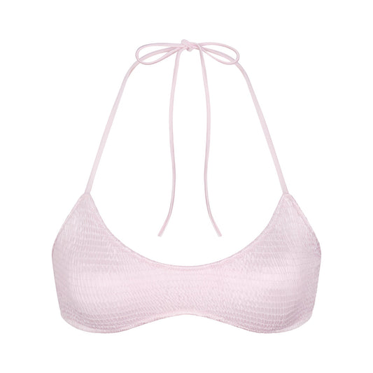 SATIN SWIM SMOCKED SCOOP BIKINI TOP | CHERRY BLOSSOM