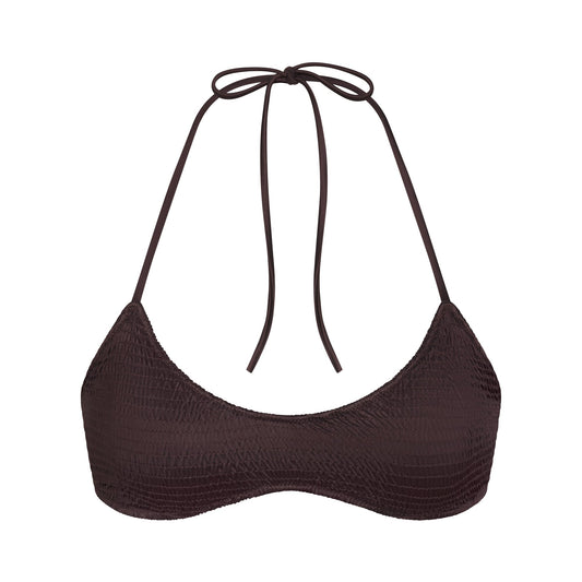 SATIN SWIM SMOCKED SCOOP BIKINI TOP | PHOENIX