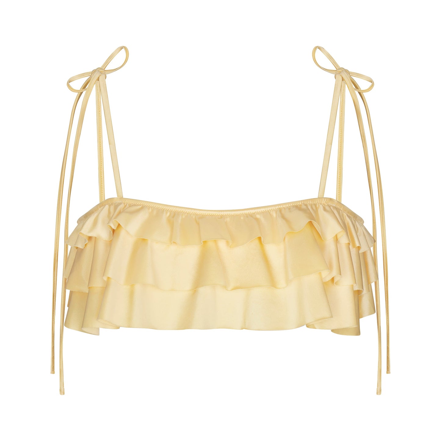 SATIN SWIM RUFFLE BIKINI TOP | MARZIPAN