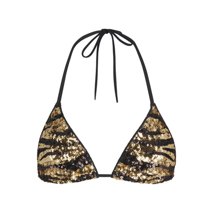 ICONIC SWIM SEQUIN TRIANGLE BIKINI TOP | BISCOTTI SEQUINED ZEBRA