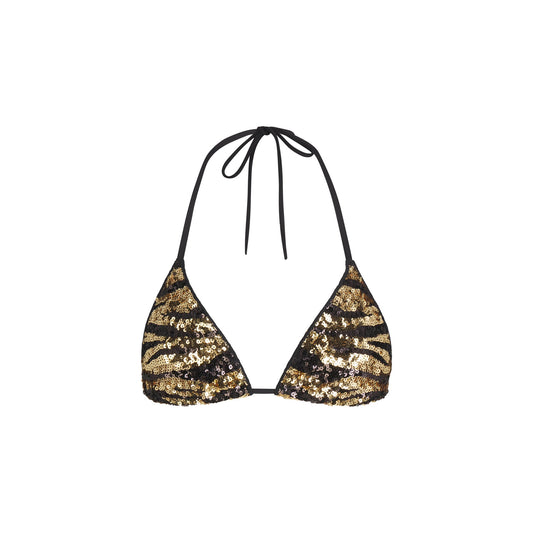 ICONIC SWIM SEQUIN TRIANGLE BIKINI TOP | BISCOTTI SEQUINED ZEBRA