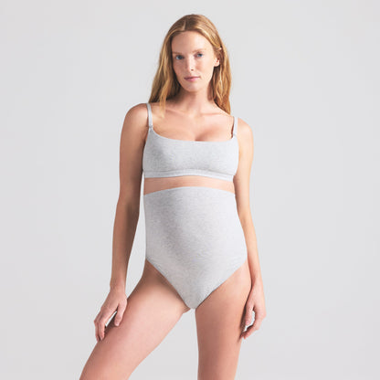 COTTON JERSEY MATERNITY NURSING SCOOP BRALETTE | LIGHT HEATHER GREY
