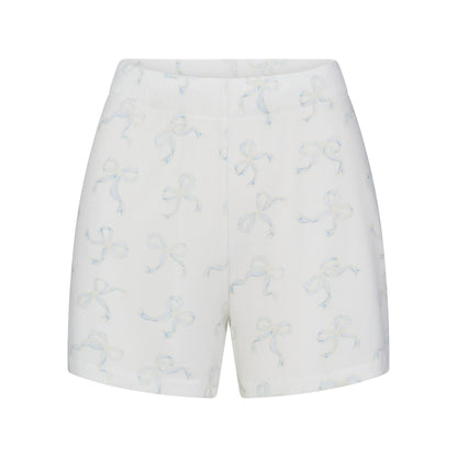 SOFT LOUNGE SHORT SLEEP SET | IVORY PEARL BOWS PRINT
