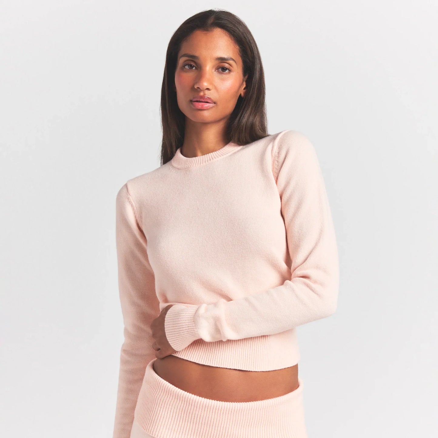 SWEATER KNITS RIBBED LONG SLEEVE FITTED CREW NECK | PRIMROSE