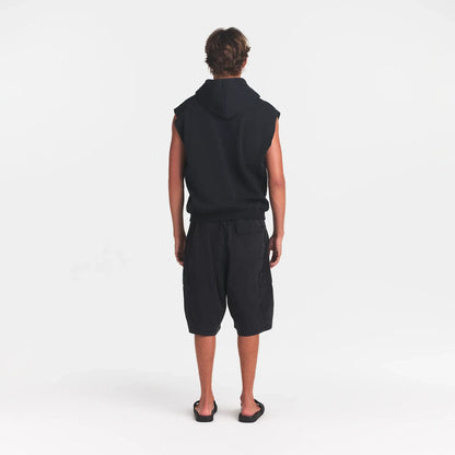 FLEECE LOUNGE MENS SLEEVELESS HOODIE | WASHED ONYX