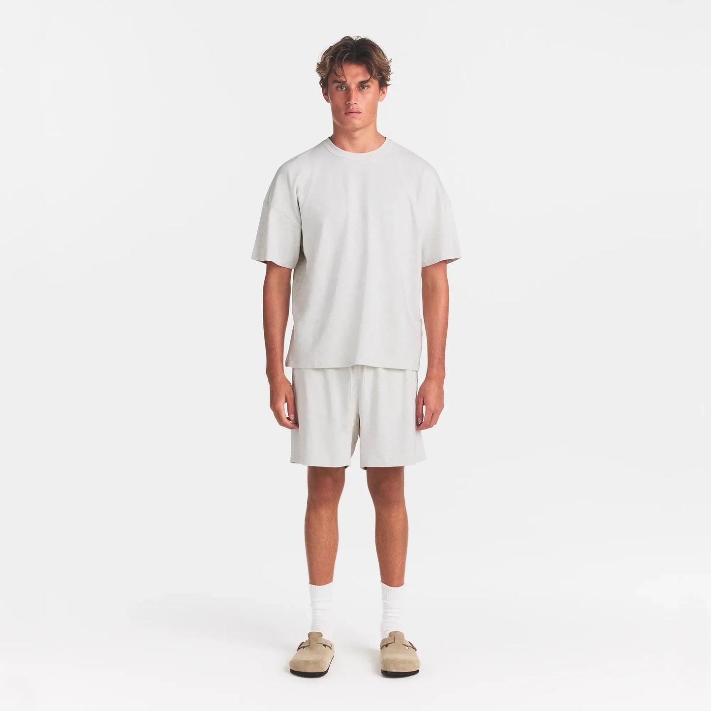 JERSEY LOUNGE MENS OVERSIZED T-SHIRT | CHALK HEATHER