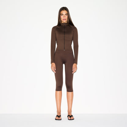 NikeSKIMS MATTE MOCK NECK FULL ZIP JACKET | DARK SEPIA