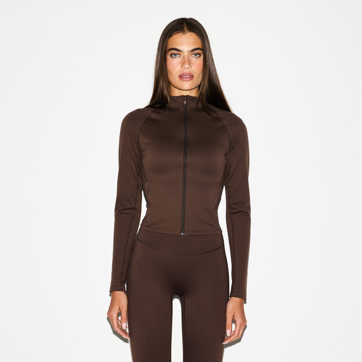 NikeSKIMS MATTE MOCK NECK FULL ZIP JACKET | DARK SEPIA