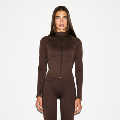 NikeSKIMS MATTE MOCK NECK FULL ZIP JACKET | DARK SEPIA